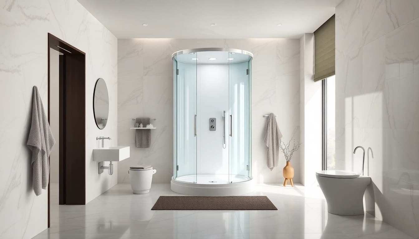Die sonni Duschkabine 100x100 bietet modernste Eleganz in einem stilvollen Badezimmer.