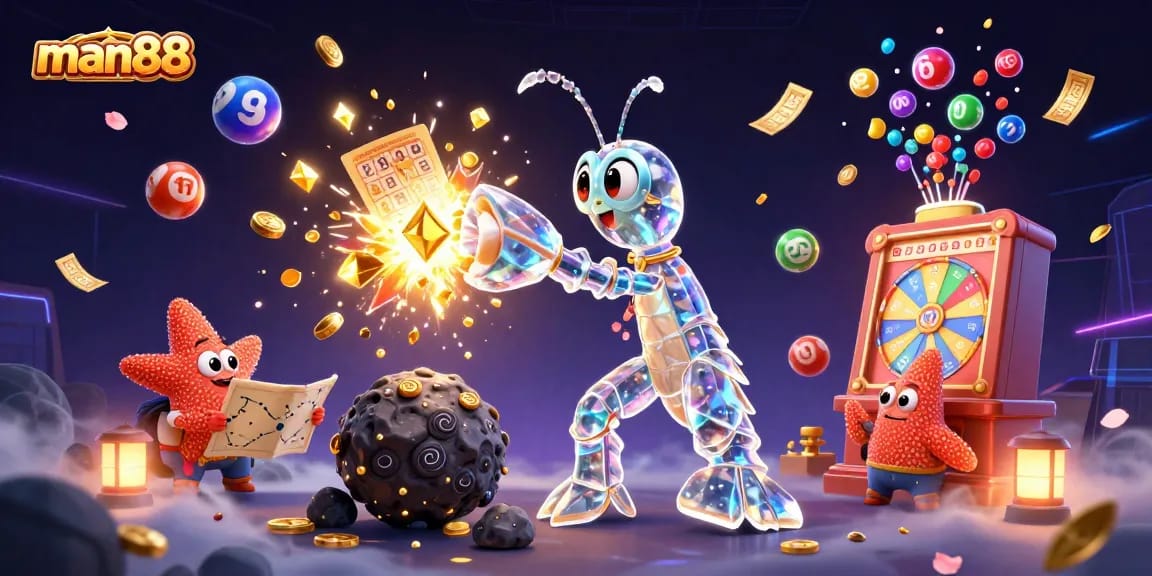 Experience thrilling gameplay with man88 as a galactic mantis shrimp explodes asteroids to reveal treasures.