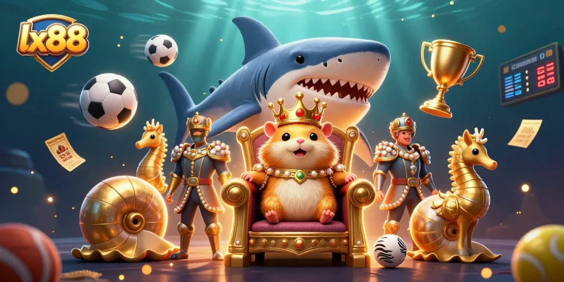 Experience thrilling gaming at lx88 with a golden hamster king and dynamic sports action.