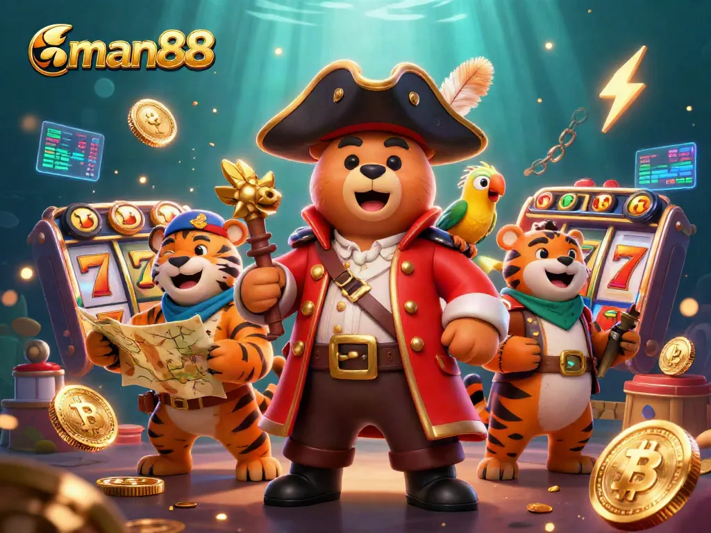 Engage in exciting gameplay at man88's casino with vibrant 3D characters and dynamic game elements.