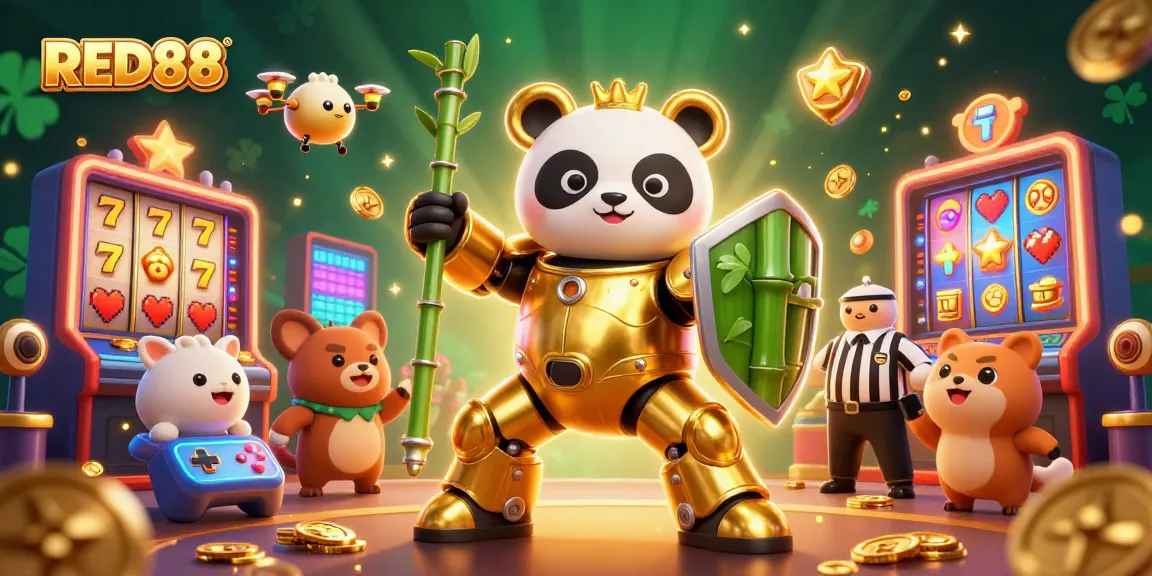 Experience thrilling gameplay at RED88 with dynamic slots and animated characters in a vibrant casino atmosphere.