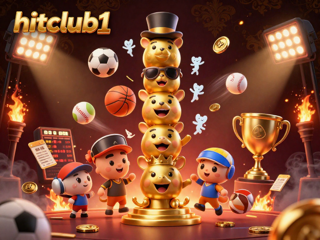 Hitclub1 showcases thrilling sports betting action amidst vibrant characters and dynamic elements.