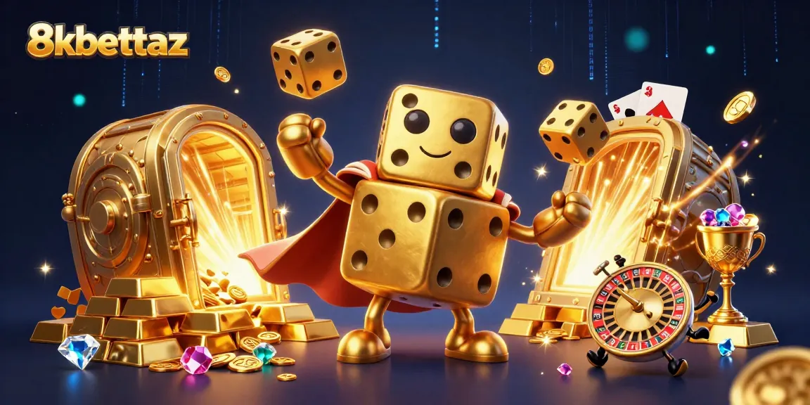 Play exciting casino games with 8xbettaz's vibrant golden dice and cash-filled glory.