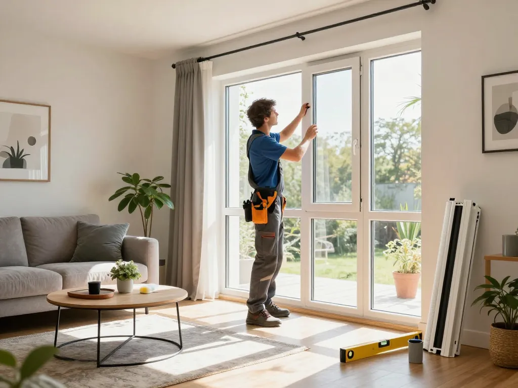 Experte für Fensterinstallation im Fensterbau Köln in einem modernen Wohnzimmer mit natürlichem Licht.