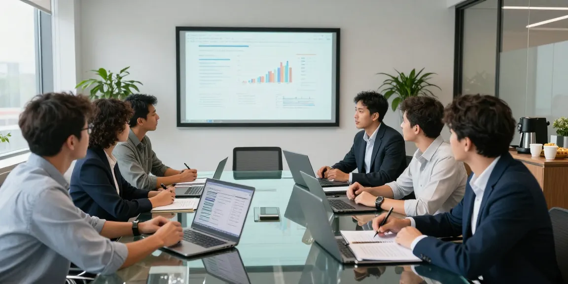 Venture capital project finance program meeting in a modern office setting with an engaged team discussing strategies.