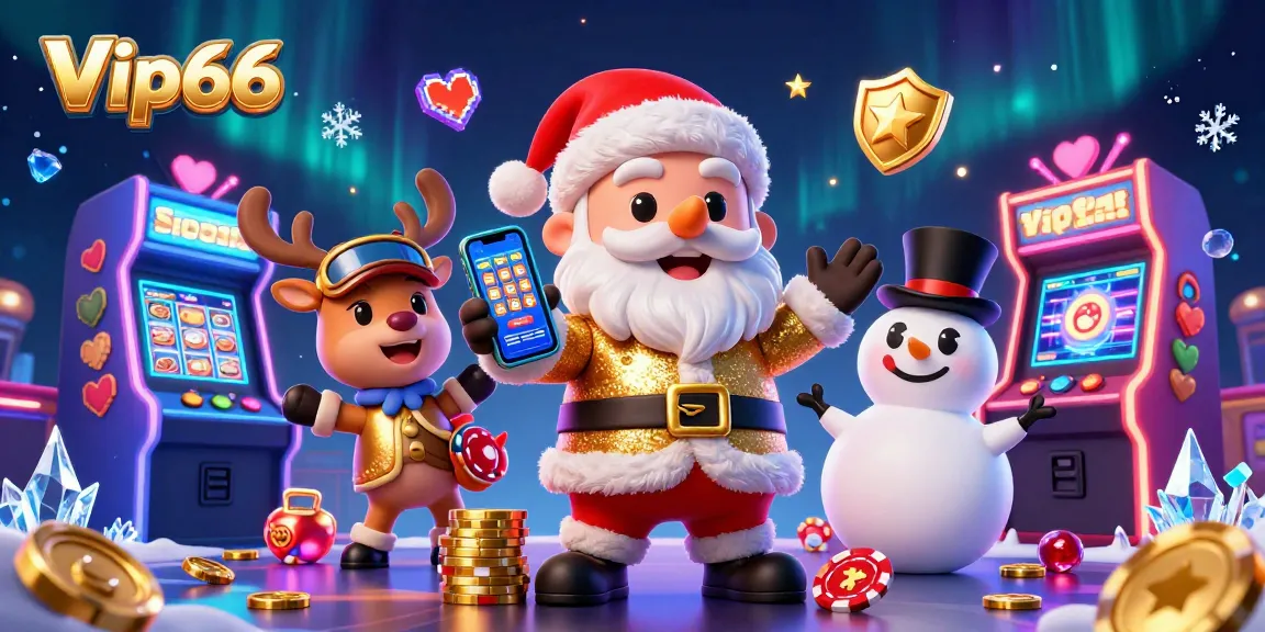 Experience thrilling gameplay with Vip66 casino in a colorful 3D digital art scene.
