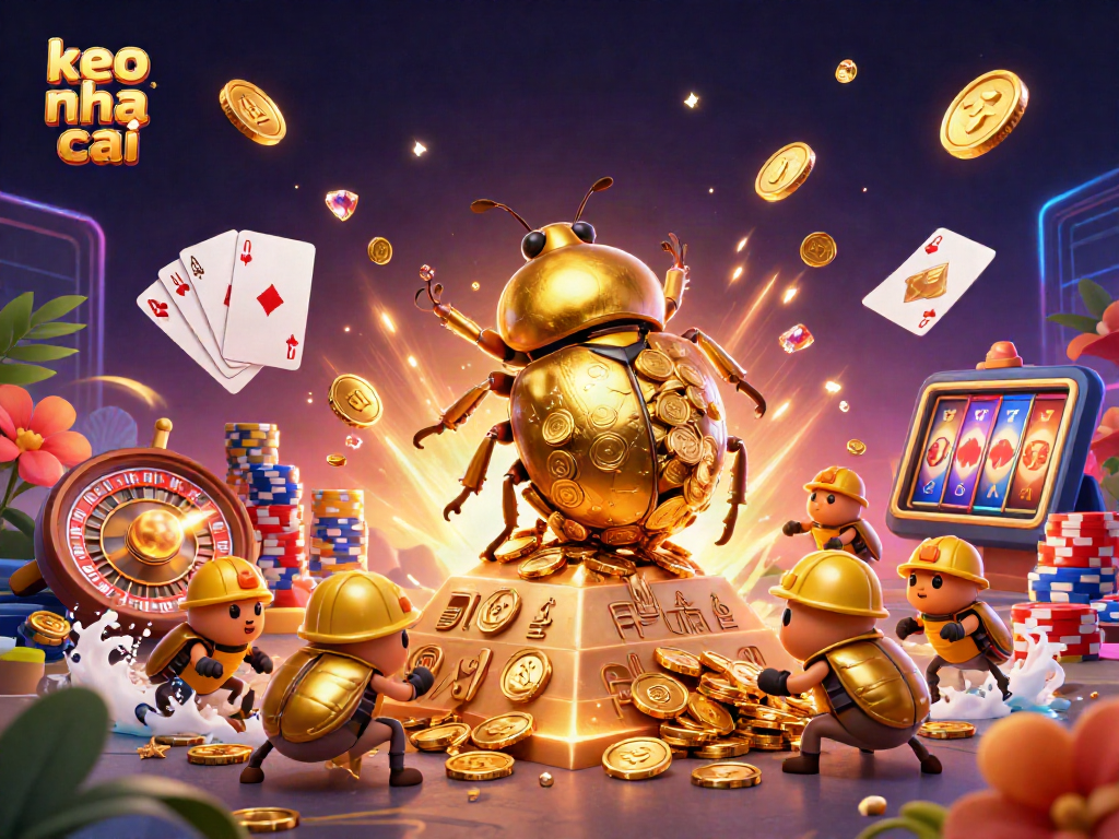 Experience thrilling action with keo nha cai as golden coins cascade in a vibrant casino scene.