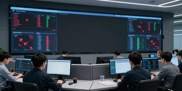 Red team evaluation metrics on a modern cybersecurity workstation, showcasing attack simulations and threat analysis.