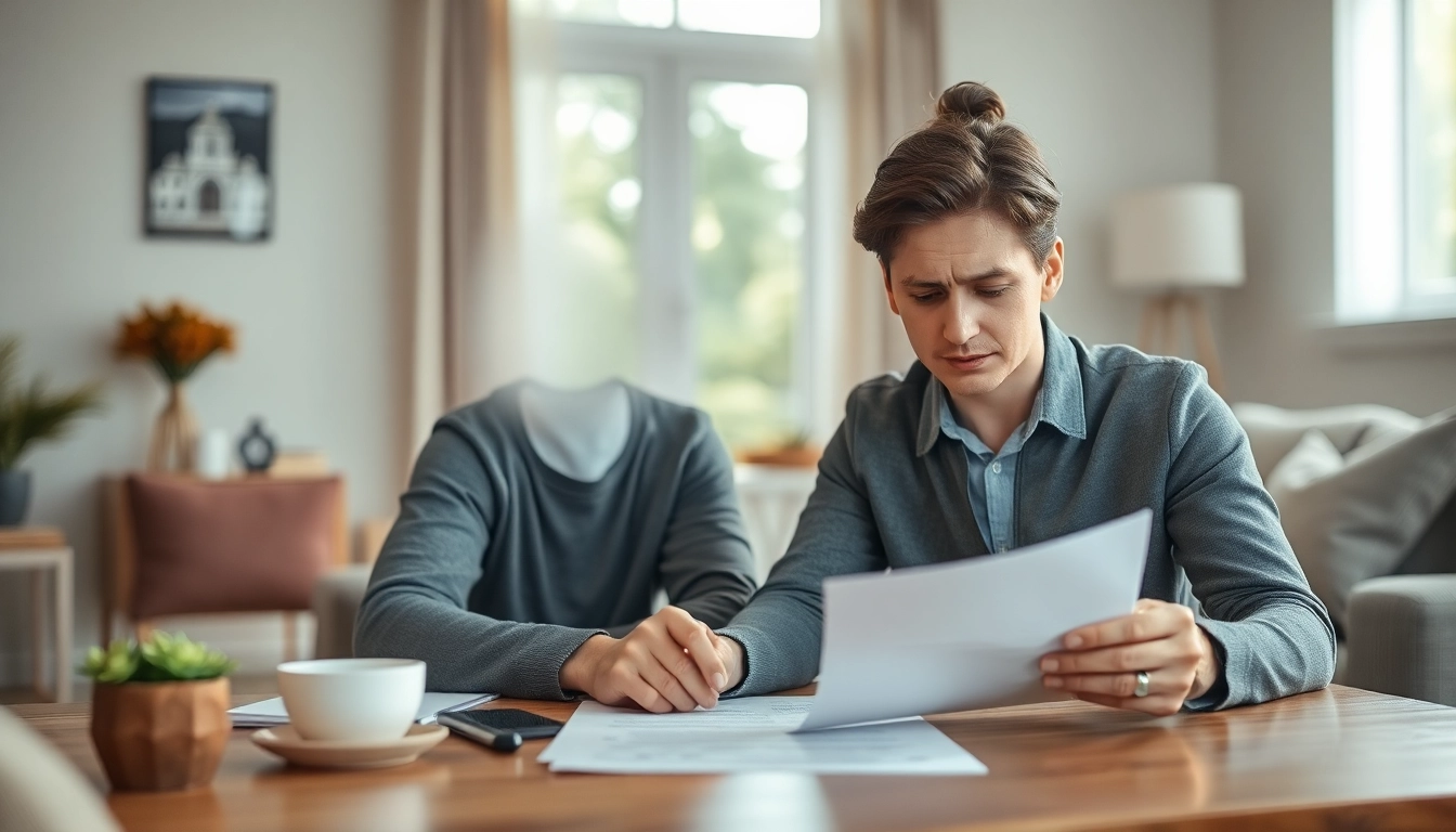 Hausverkauf bei Scheidung: distressed couple discussing sale paperwork in a cozy living room.