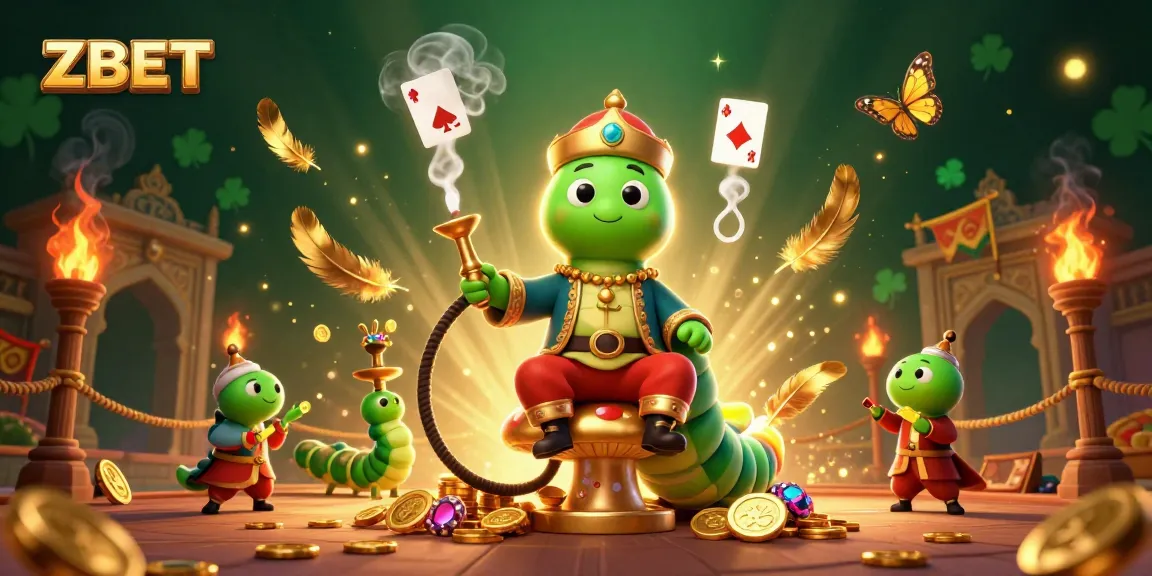 Engage with ZBET in a vibrant casino scene featuring a unique hookah-master character.