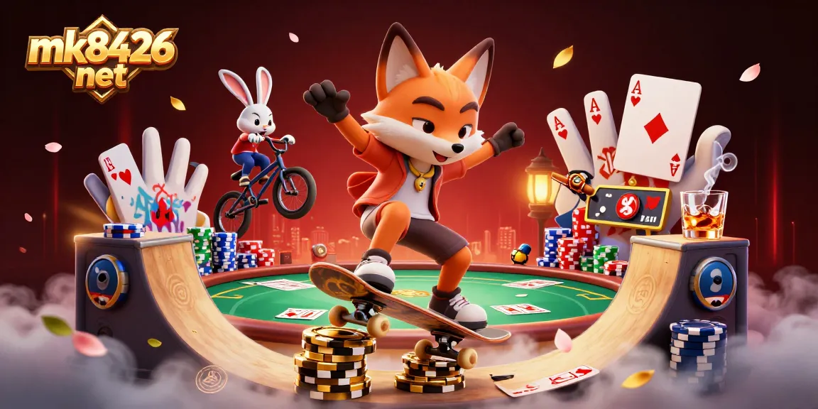 Engage with thrilling gameplay at mk8426 net, showcasing a vibrant casino scene with dynamic characters.
