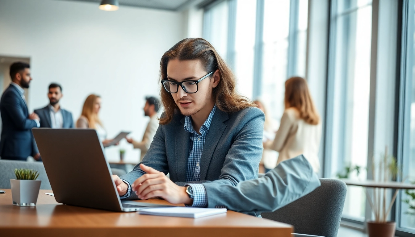 Headhunter IT analysiert Kandidatenprofile in einem modernen Büro, um den Rekrutierungsprozess zu optimieren.