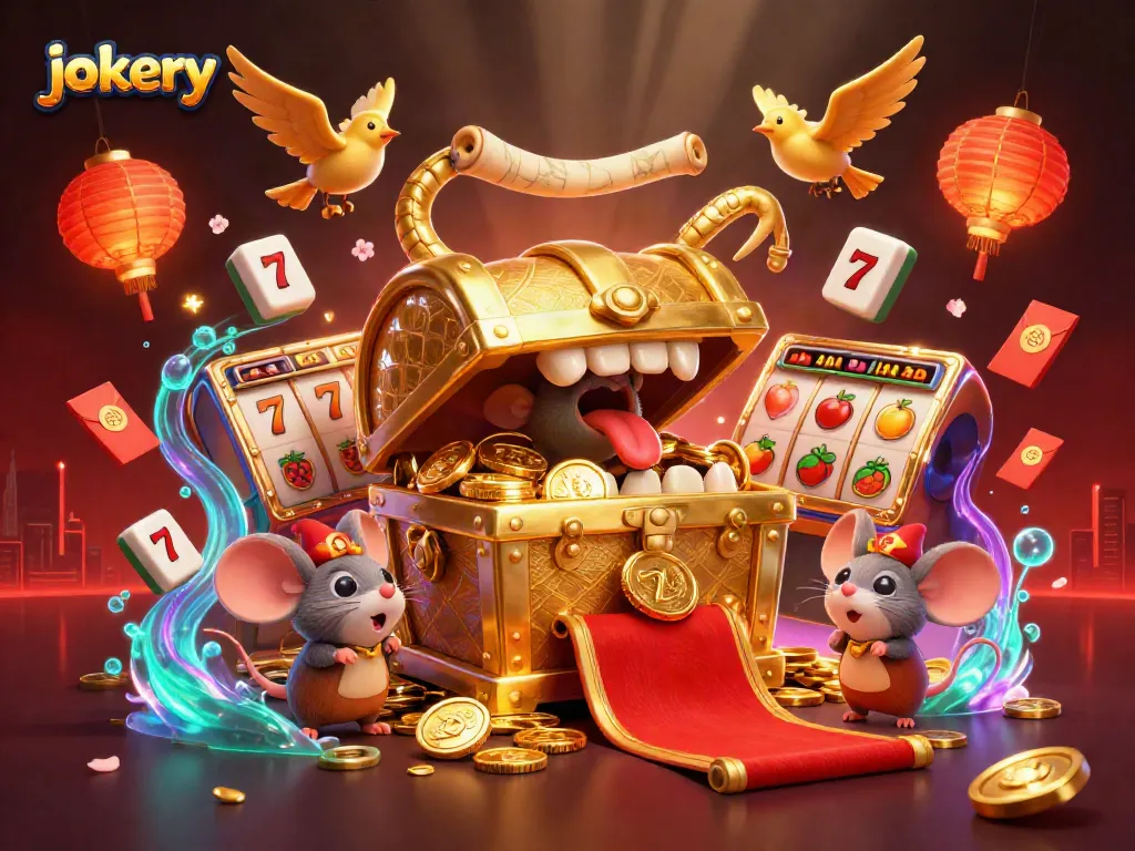 Engage in exciting jokery adventures with vibrant casino imagery, featuring dynamic treasures and game elements.