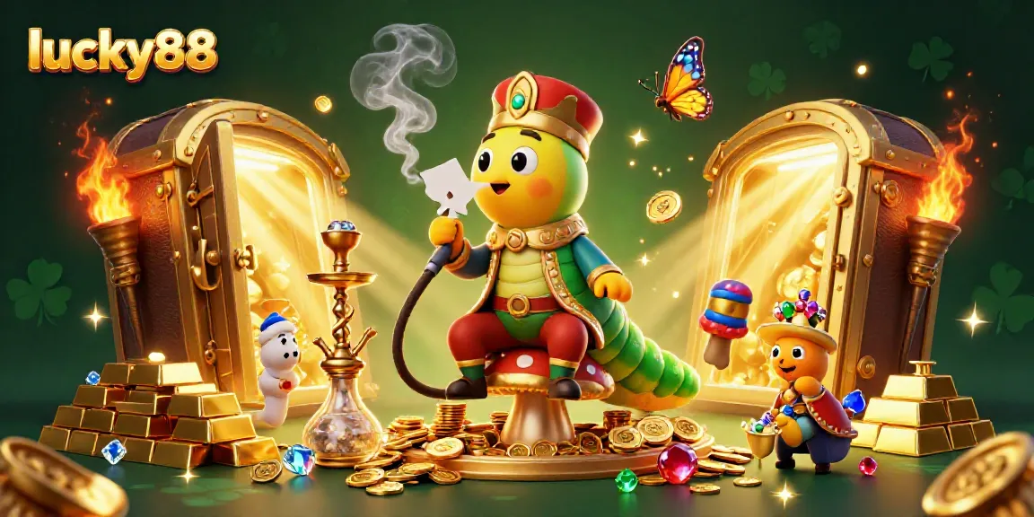 Experience the excitement of lucky88 with lavish casino elements and a whimsical character scene.