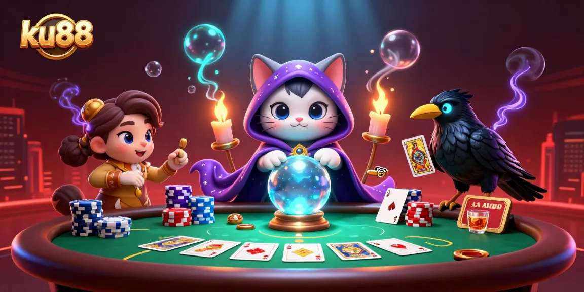 ku88 players experience thrilling poker vibes surrounded by vibrant casino elements