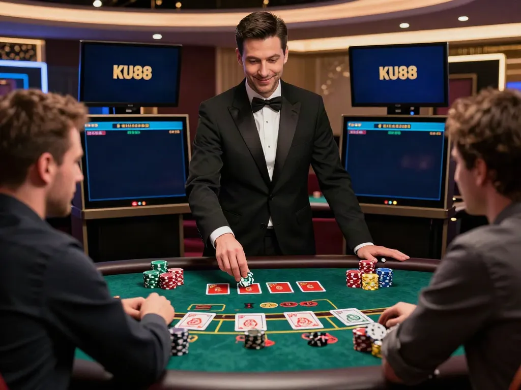 Experience the excitement of KU88 online gambling with live dealers and vibrant gaming tables.