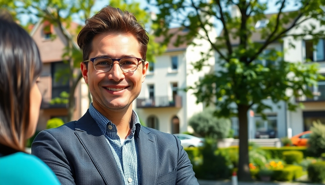 Immobilienmakler Frankfurt Eschersheim präsentiert freundlich Immobilienbesprechung in charmantem Viertel.