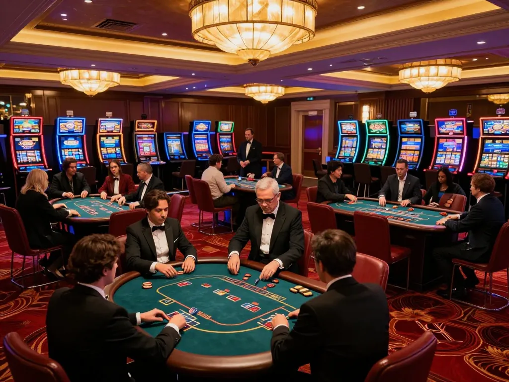 Players at TR88 enjoy intense poker action in a vibrant casino atmosphere.