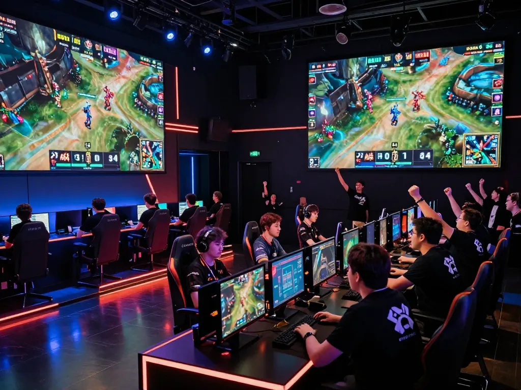 Engaging esports betting experience at dagago with fans cheering and live screens