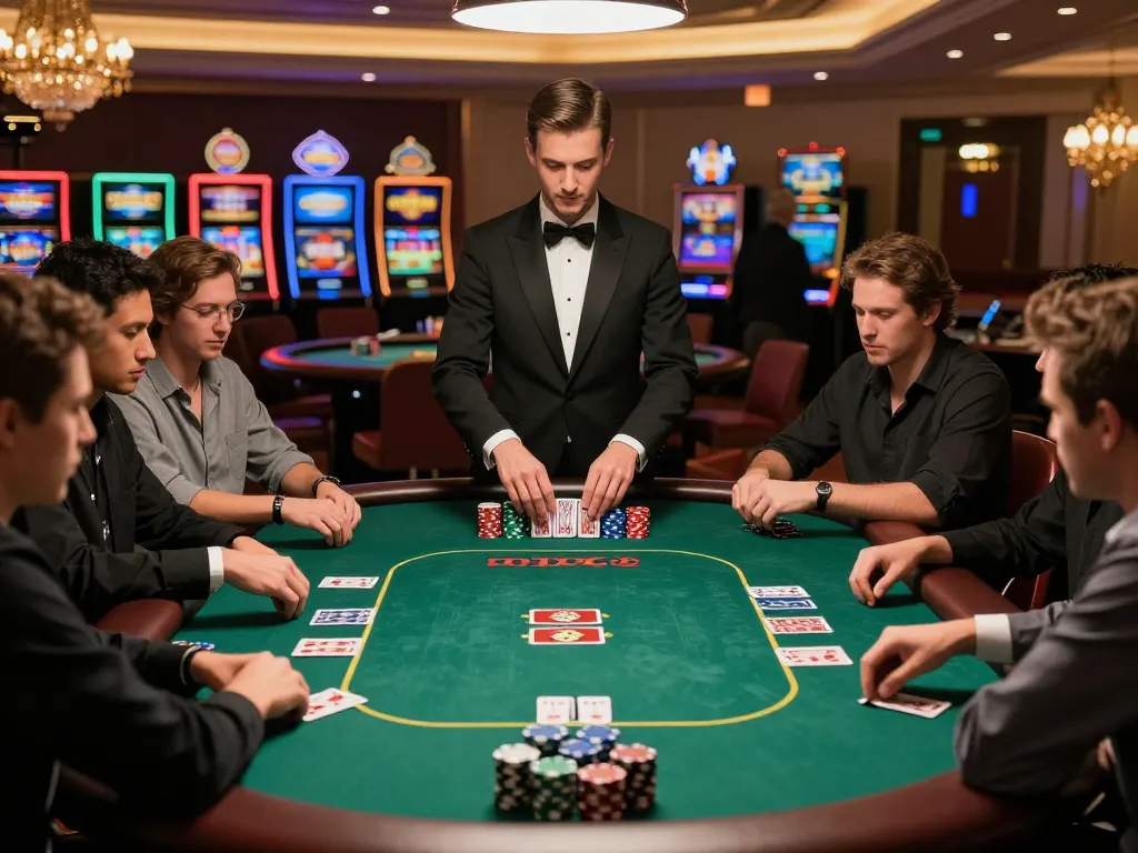 Players experiencing high-stakes poker action at 789win's luxurious casino table