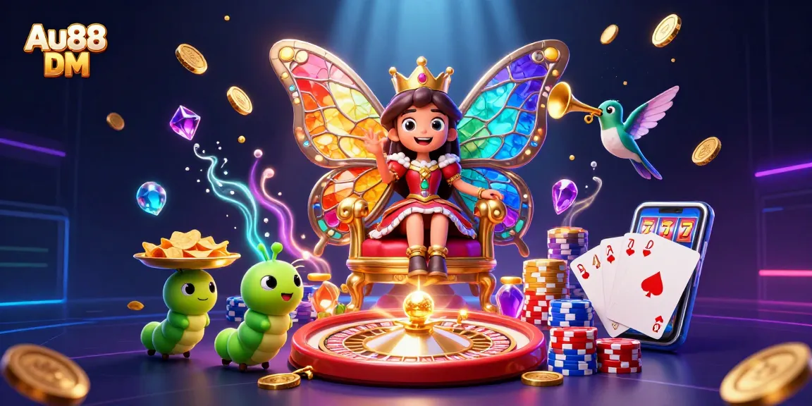 Experience excitement at Au88 DM with captivating 3D casino characters and vibrant game elements.
