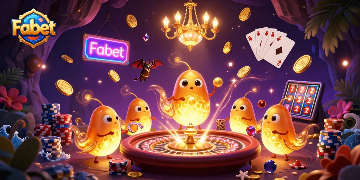Experience the vibrant Fabet casino scene featuring glowworms, coins, and games